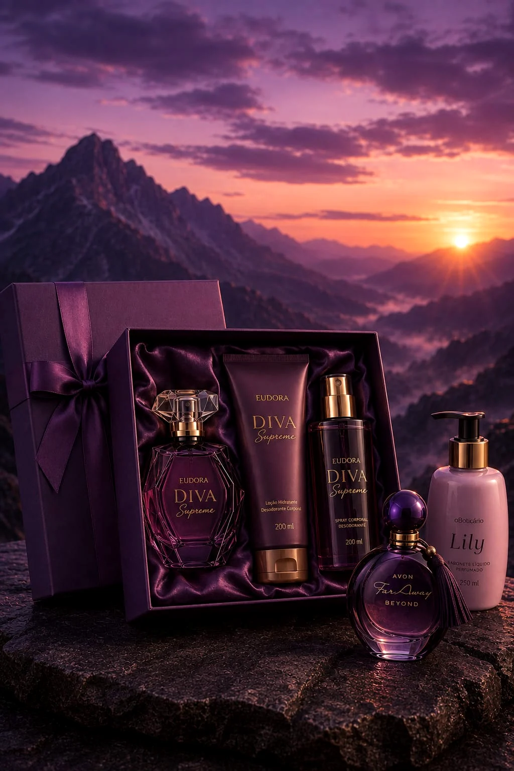 Kit presente premium com perfumes e hidratantes